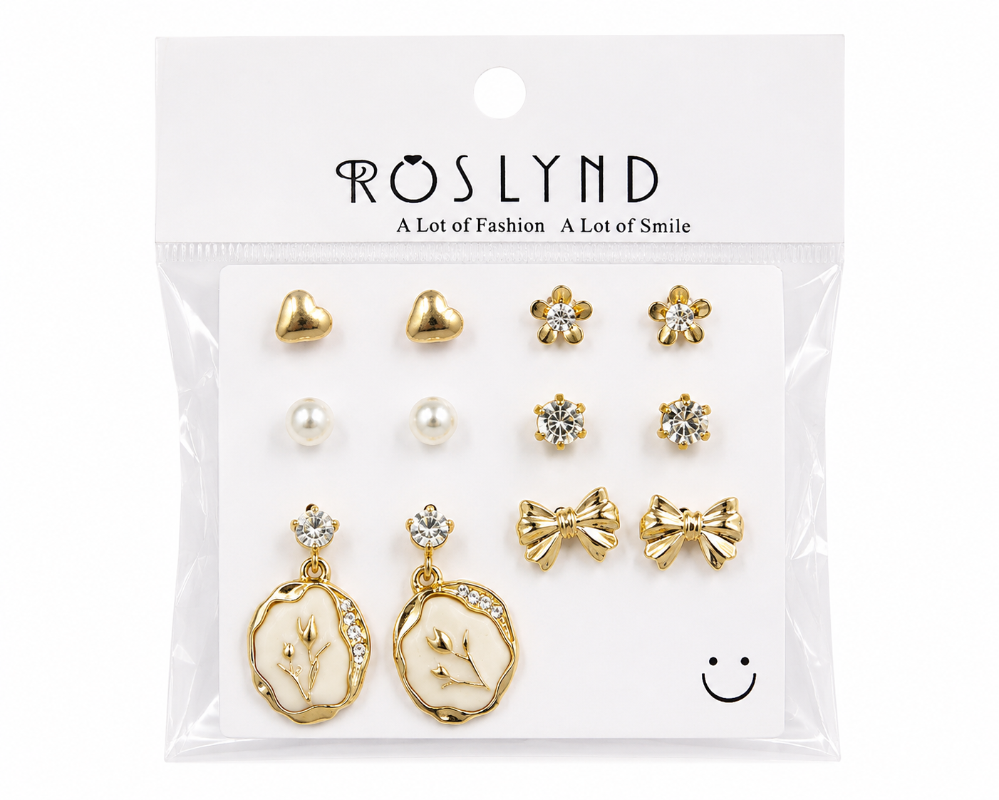 Gold Plated Multi Stud Earrings Set for Women | Heart, Bow, Pearl & Floral Earrings Combo Pack
