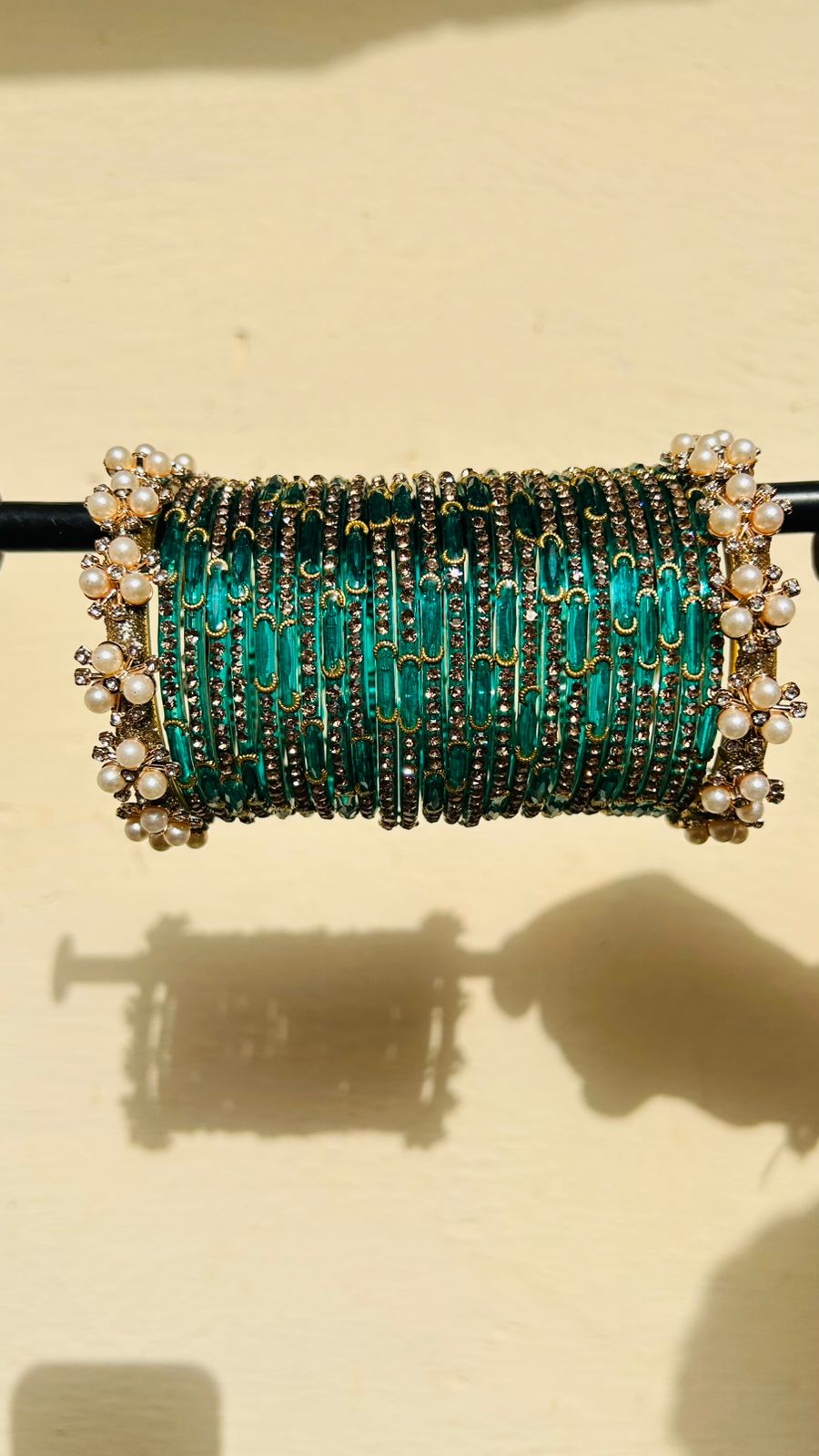 Pearl Stone Designer Bangle Set for Women | Available in Lavender, Green & Blue | Festive & Party Wear Bangles