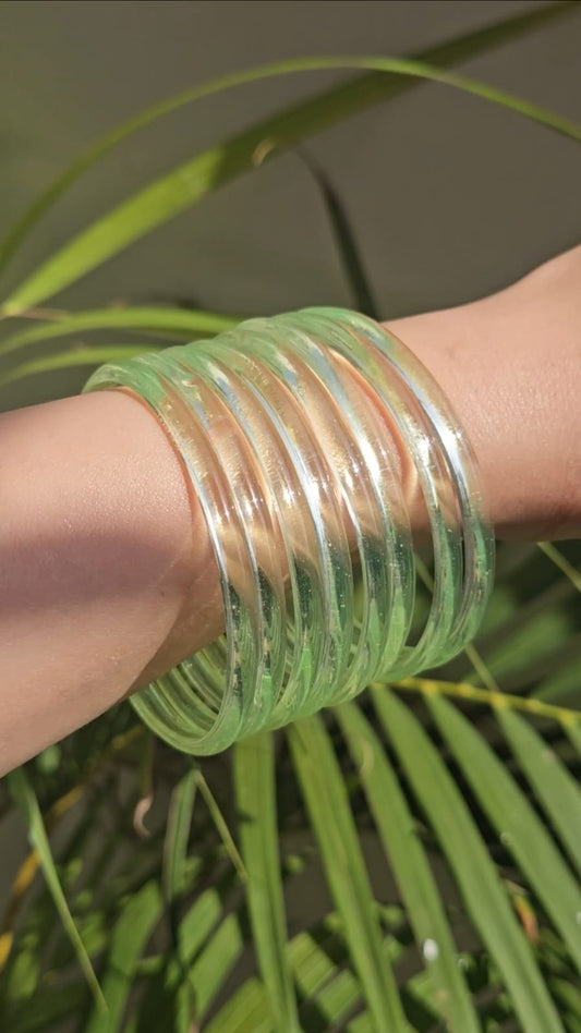 Trendy Transparent Green Bangles for Girls