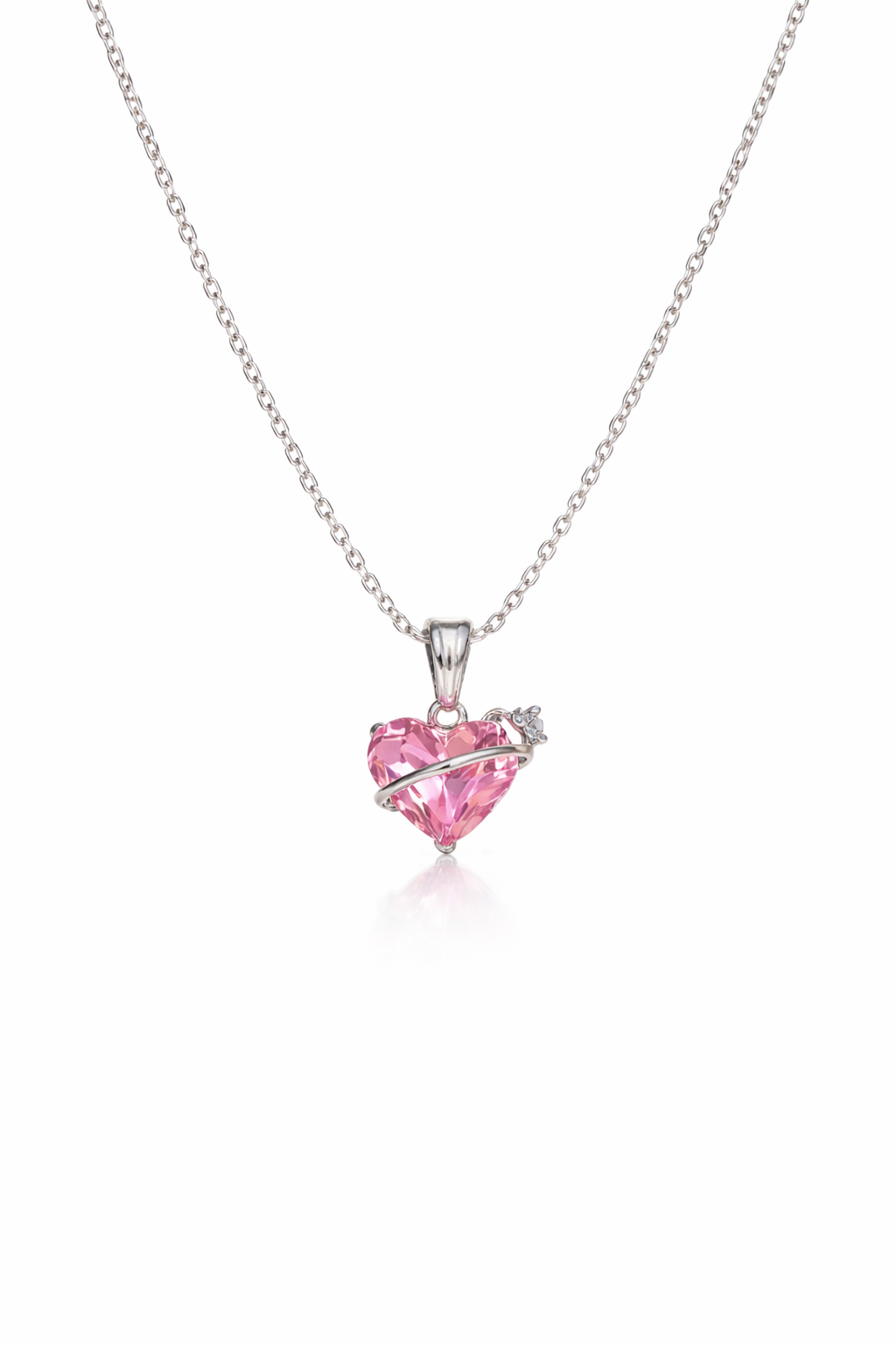 Korean Style Pink Heart Charm Necklace