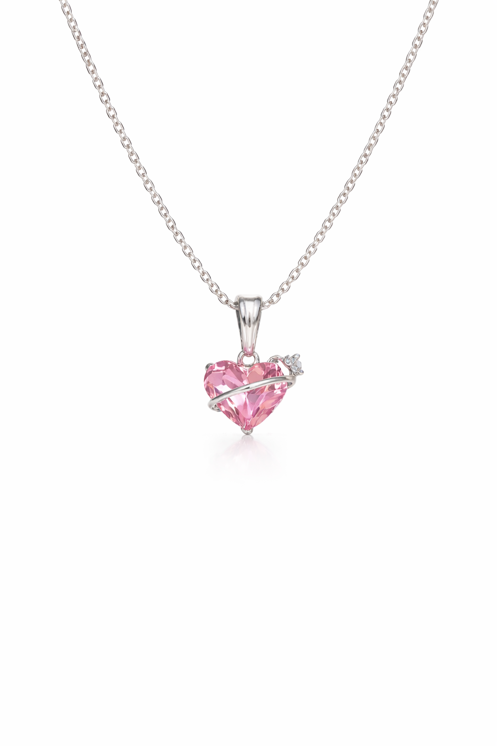 Korean Style Pink Heart Charm Necklace