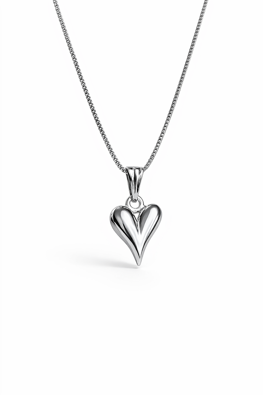 Minimal Silver Heart Charm Necklace