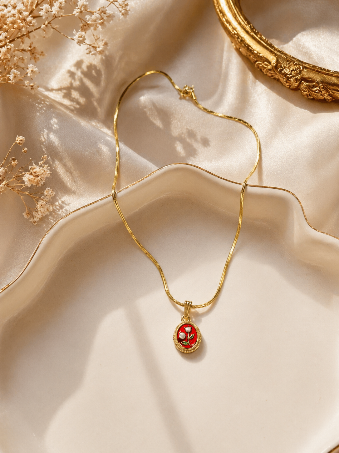 Rose Pendant Anti Tarnish Necklace for Women | Elegant Minimal Jewellery