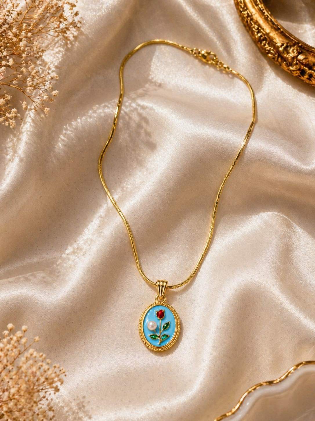 Rose Pendant Anti Tarnish Necklace for Women | Elegant Minimal Jewellery
