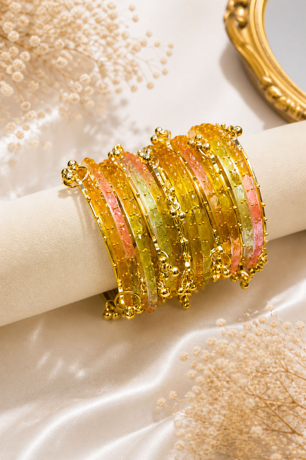 Premium Kashmiri Bangles with Ghungroo (12 kashmiri+ 4ghungroo bangle)