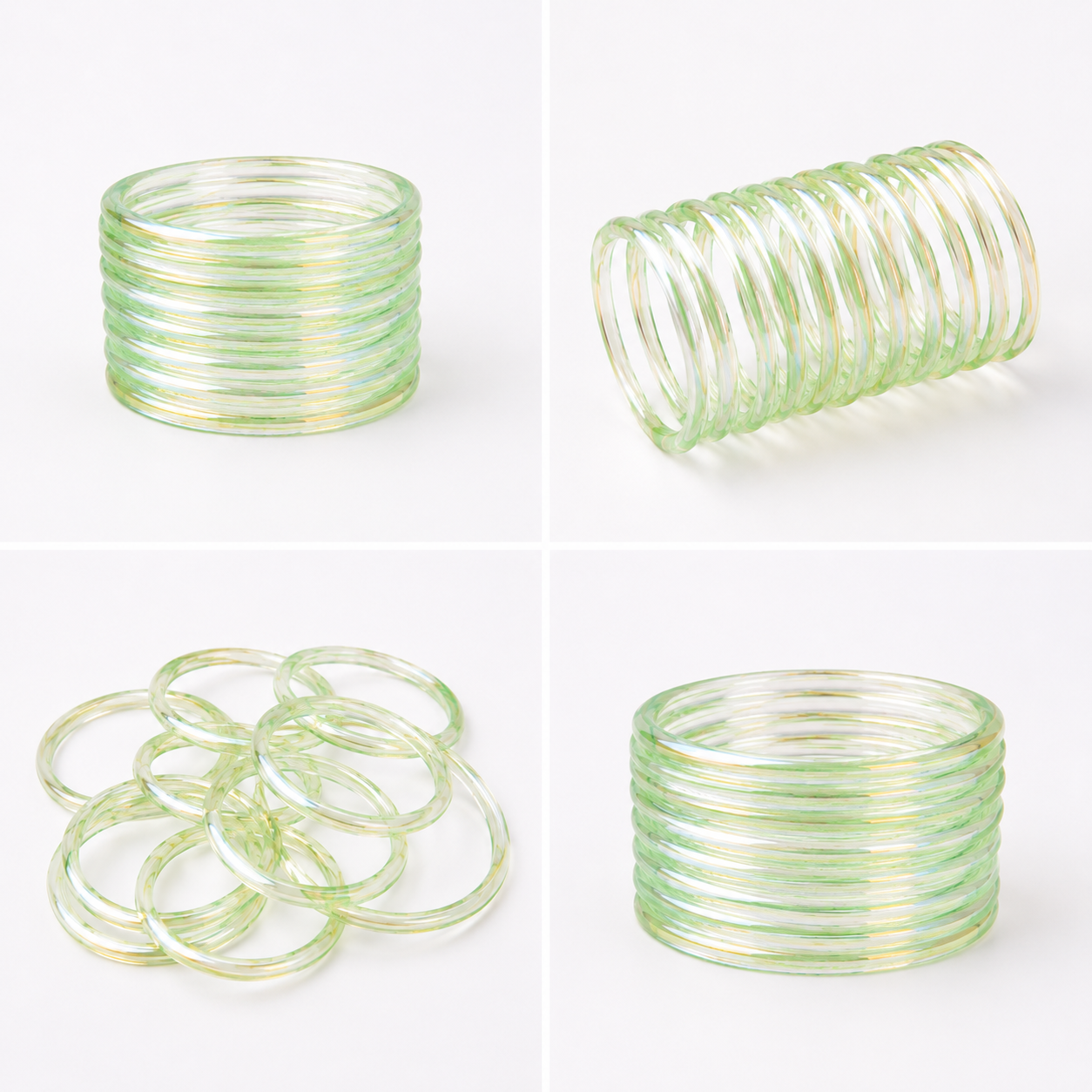 Trendy Transparent Green Bangles for Girls