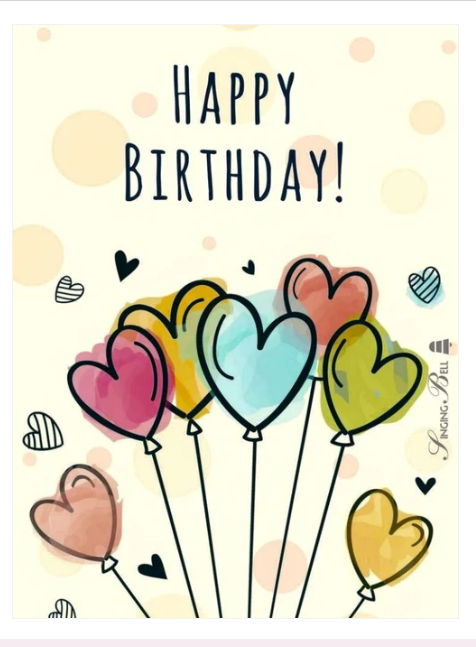 Heart balloon birthday wish card