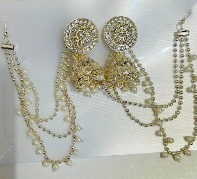 silver jhumki with pearl