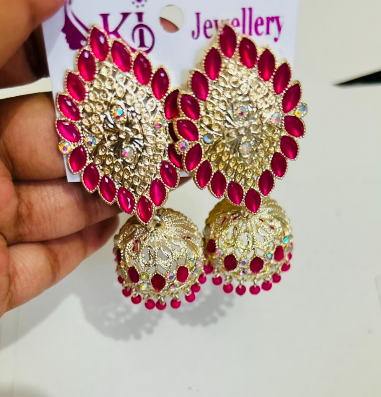 Ruby Pink Kundan Statement earrings