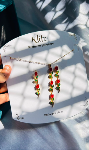 Tulip necklace with Earring