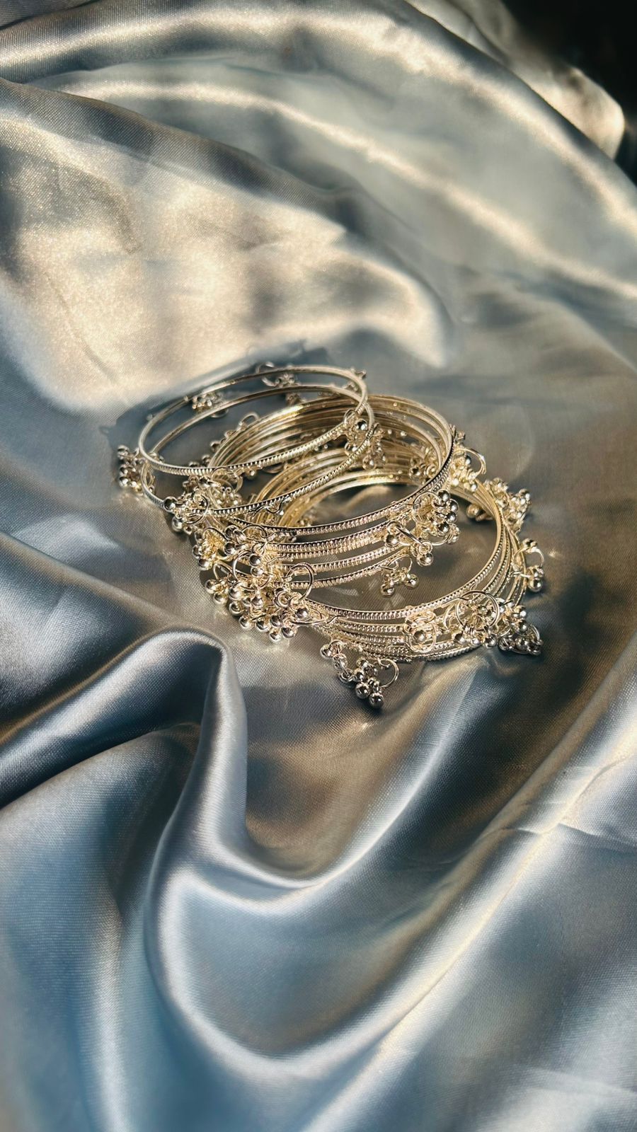 Silver/golden Kashmiri Ghungroo Bangles Set of 8