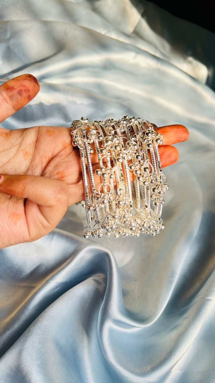 Silver/golden Kashmiri Ghungroo Bangles Set of 8