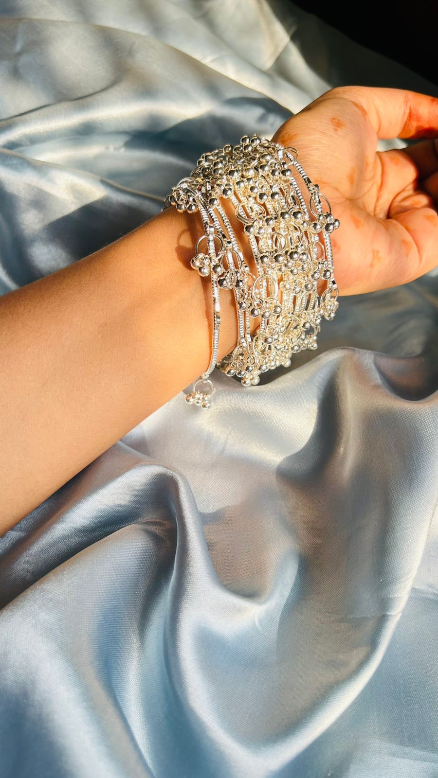 Silver/golden Kashmiri Ghungroo Bangles Set of 8