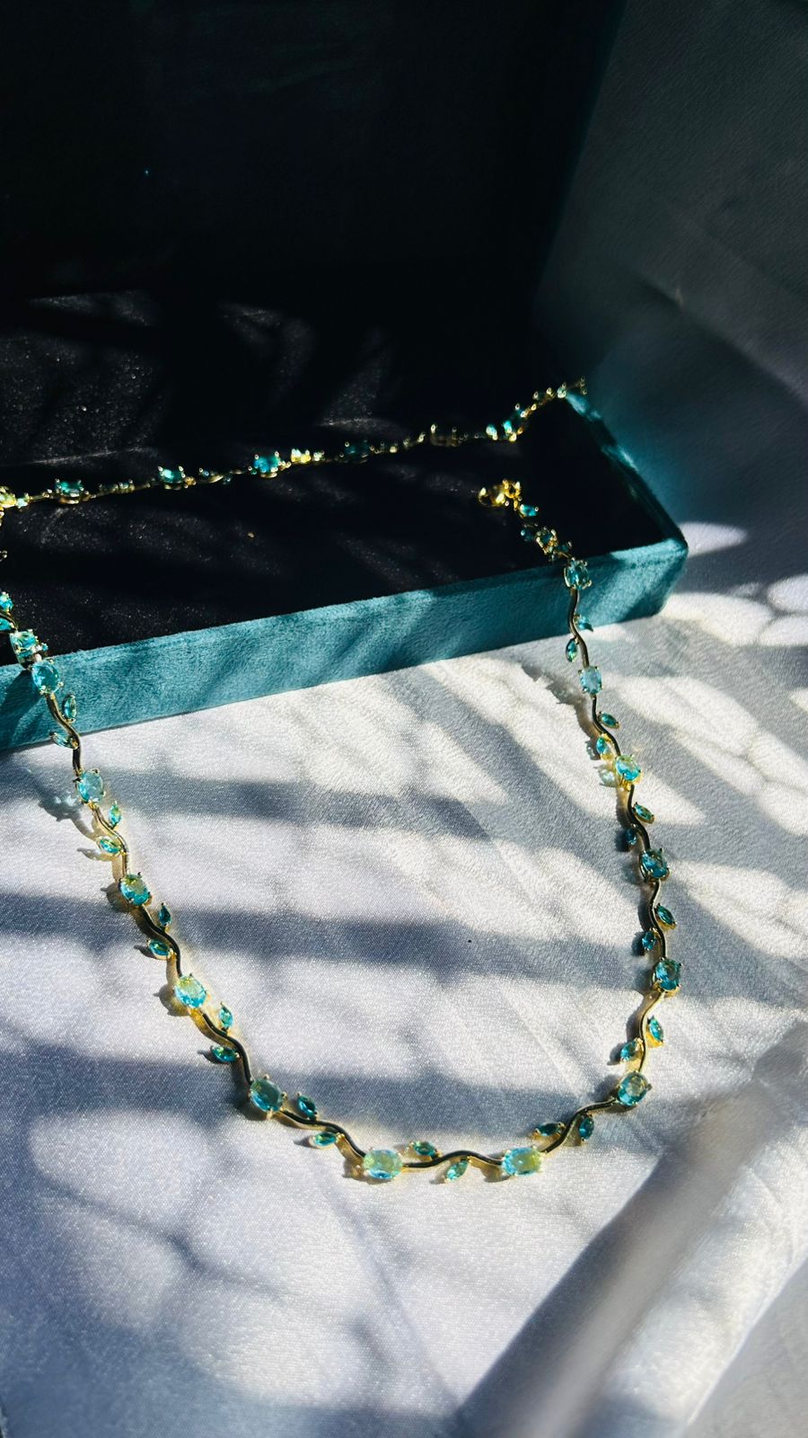 Aqua Tulip Necklace for Women | Anti Tarnish Gold Plated Floral Necklace