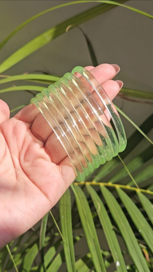Trendy Transparent Green Bangles for Girls