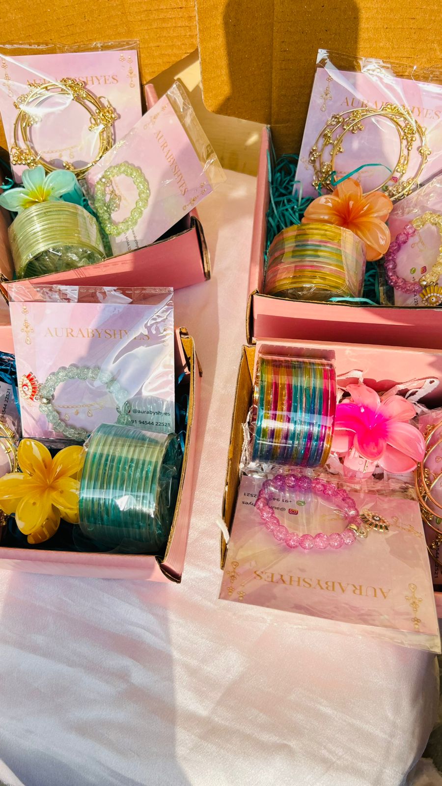 Colorful Jewelry Gift Hamper Box | 12 Glass Bangles, 4 Ghungroo Bangles, Bracelet & Hair Clip Set for Women & Girls