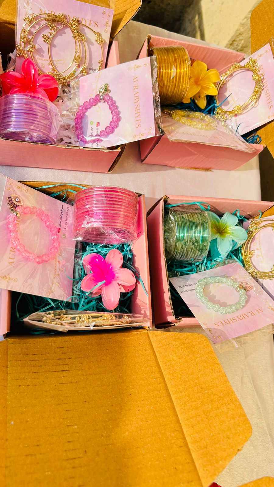 Colorful Jewelry Gift Hamper Box | 12 Glass Bangles, 4 Ghungroo Bangles, Bracelet & Hair Clip Set for Women & Girls