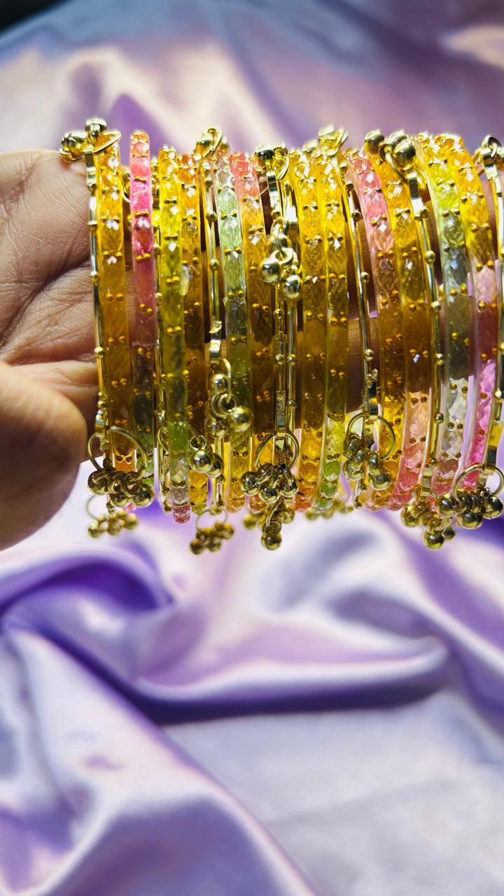 Premium Kashmiri Bangles with Ghungroo (12 kashmiri+ 4ghungroo bangle)