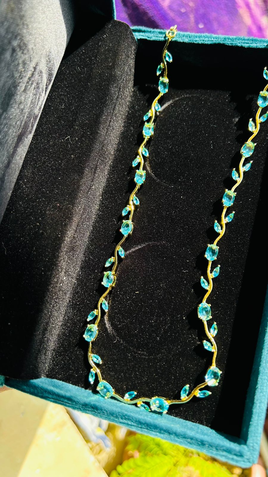 Aqua Tulip Necklace for Women | Anti Tarnish Gold Plated Floral Necklace