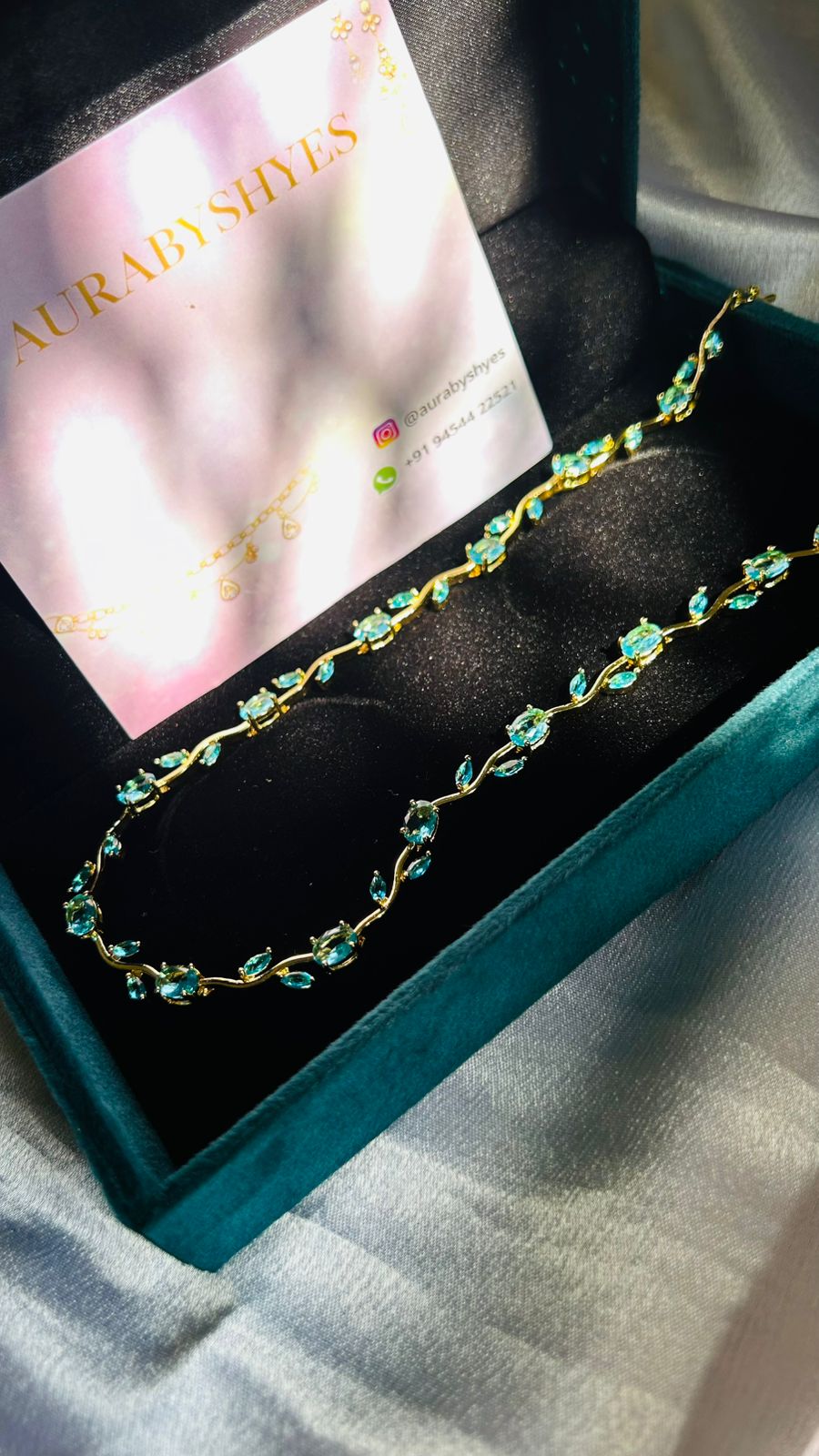 Aqua Tulip Necklace for Women | Anti Tarnish Gold Plated Floral Necklace