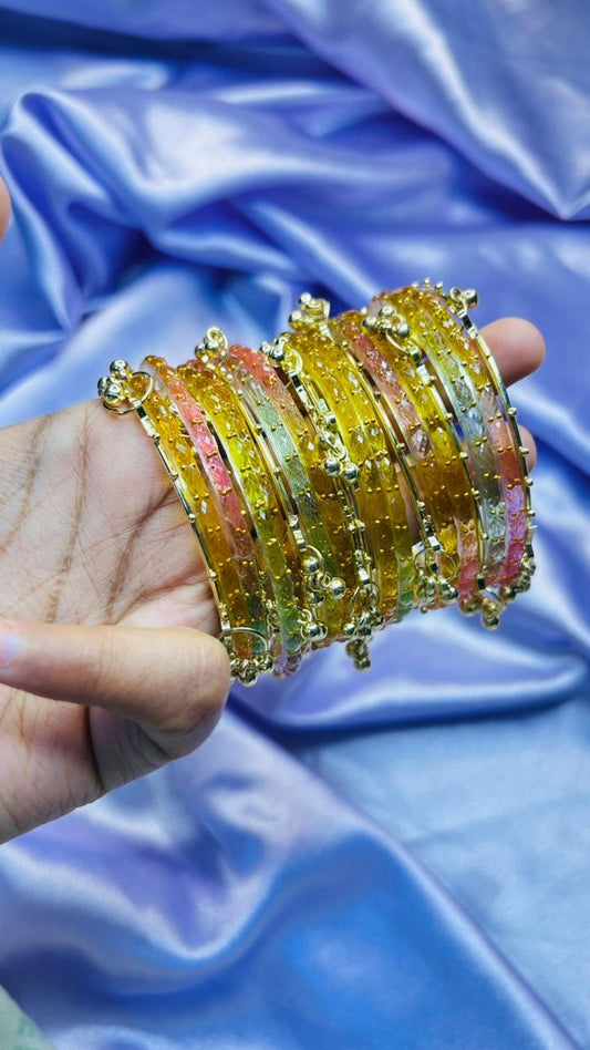 Premium Kashmiri Bangles with Ghungroo (12 kashmiri+ 4ghungroo bangle)
