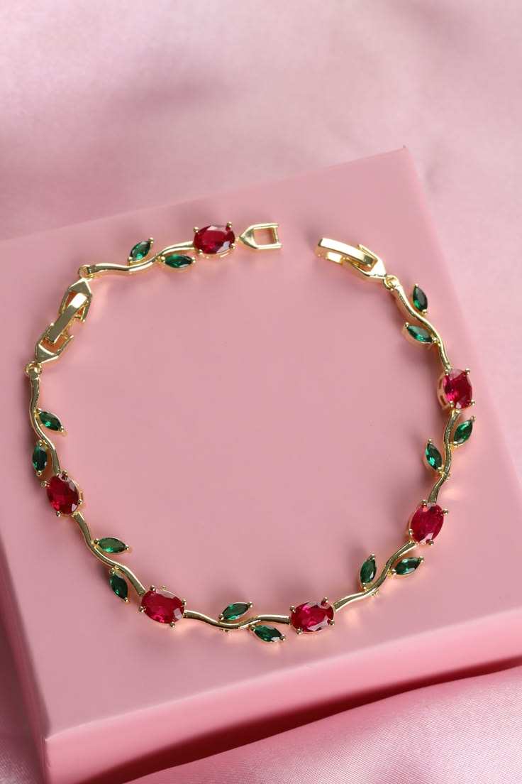 Minimal Red Anti Tarnish Daily Wear Bracelet